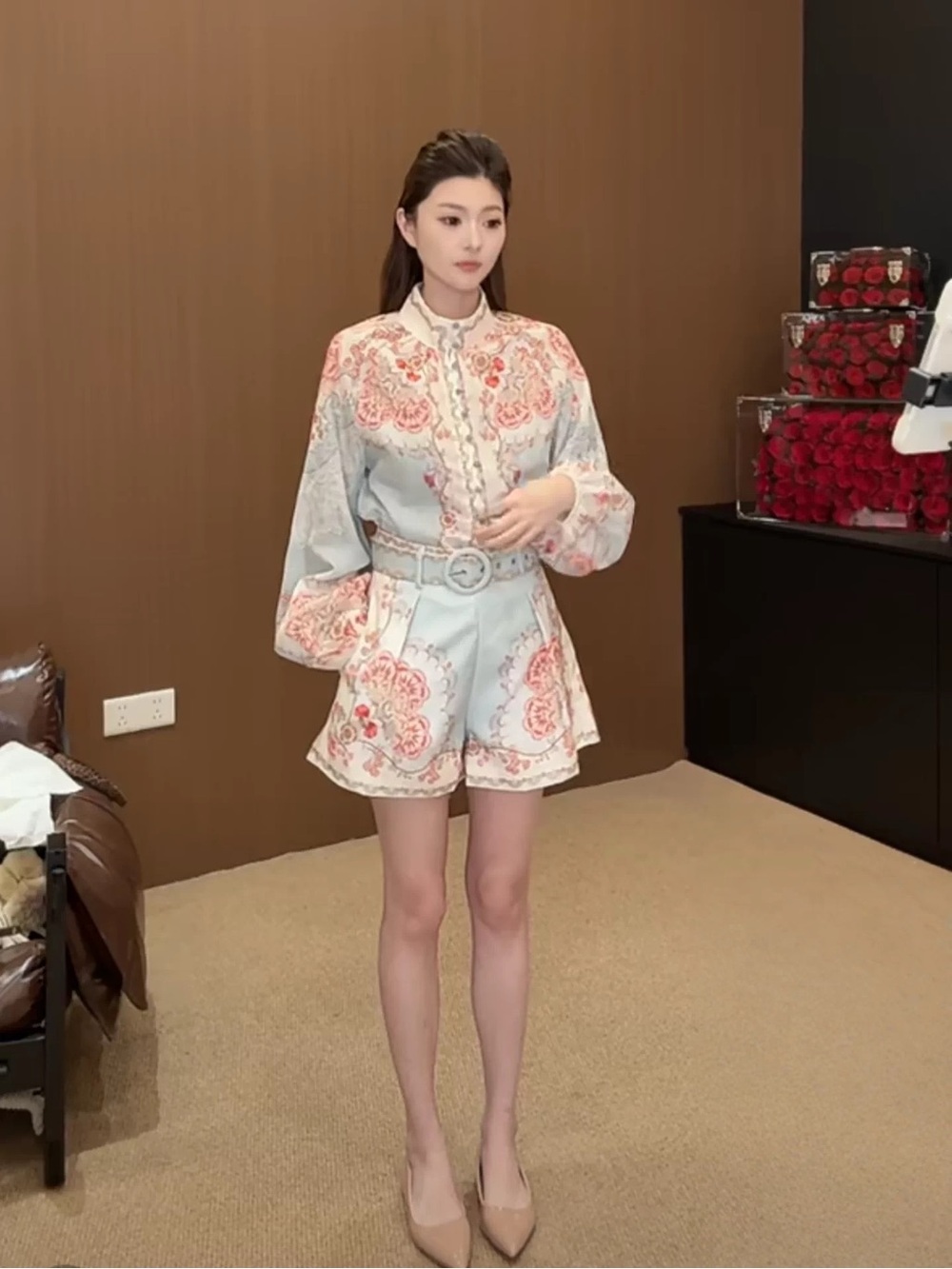 💰💕 END OF SEASON SALE Floral Paisley Blouse Shorts Set